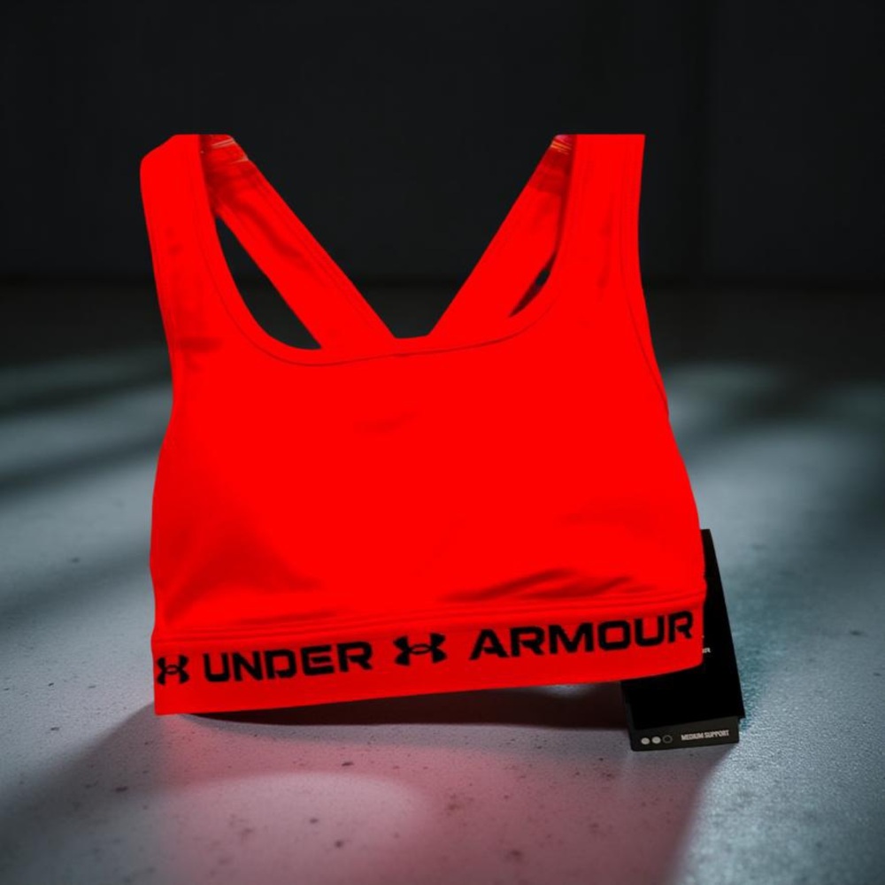 🔥 Under Armour pink compression crossback Mid Bra XS pink Medium Support 🔥